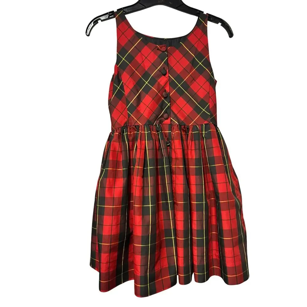 Ralph Lauren Girls Dress Plaid Petticoat Underlayer Preppy Sleeveless SZ 12